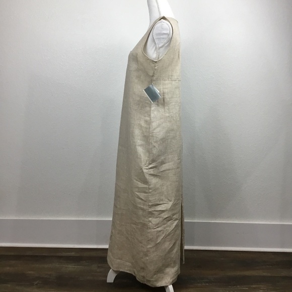 PURE Linen Solutions NYC Maxi Dress In Flax Color SZ M - Picture 4 of 8